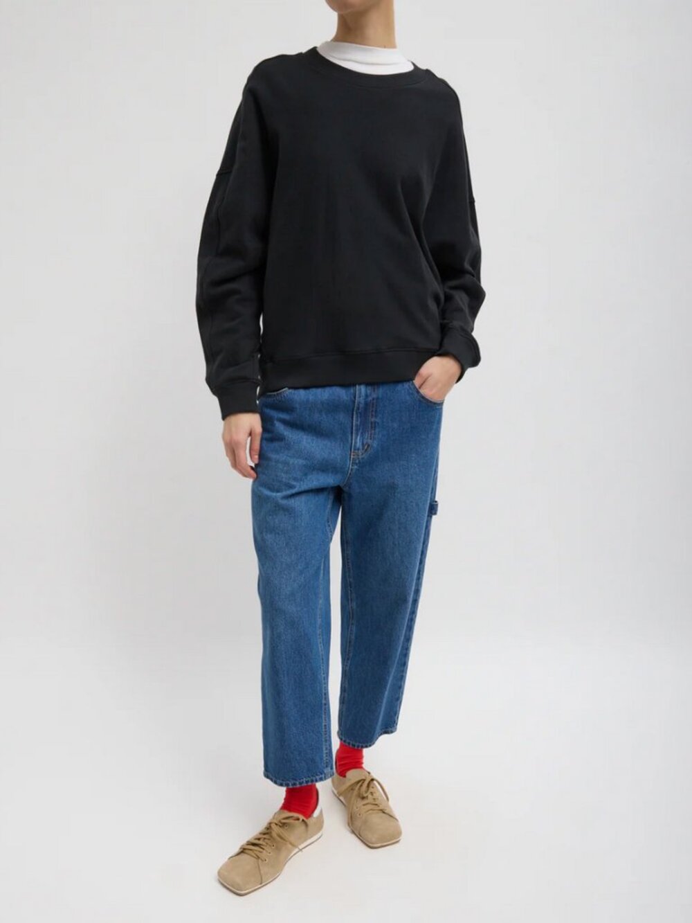 Tibi Spring Denim Cropped Slouchy Cargo Jean
